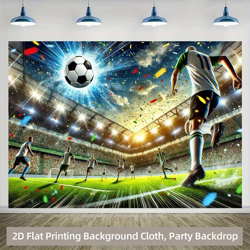 2D Flat Printing Football Stadium Photography Backdrop for Soccer Themed Birthday Party