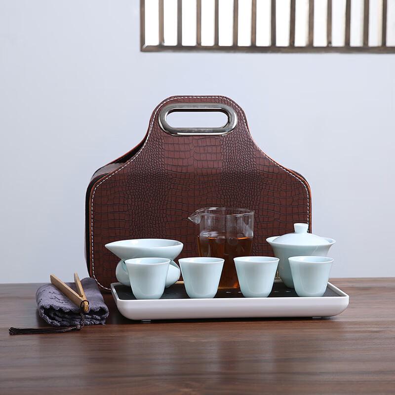 Celadon Ceramic Travel Tea Set with Gaiwan