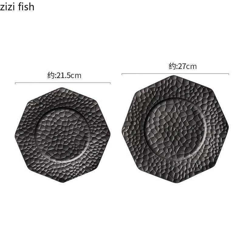 Ceramic Dinner Plate Restaurant Irregular Texture Flat Plate Steak Plate Pasta Plates Dessert Plates Snack Plates Home Tableware