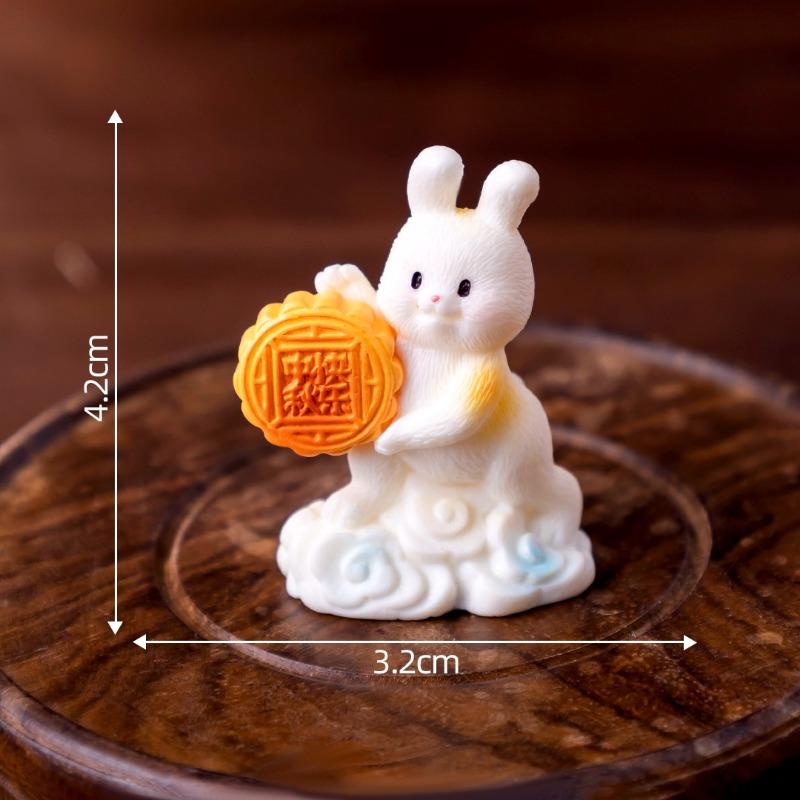 Mid-Autumn Festival Mooncakes Rabbit Figurines Decorative Gifts Accessories Car Office Desks and Small Ornaments