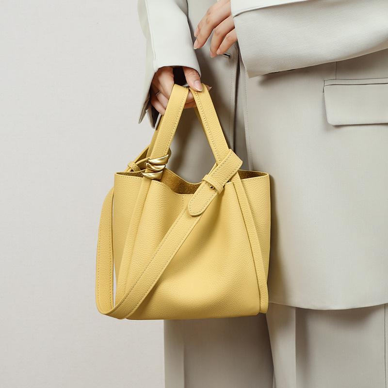 Новая летняя сумка-ведро на одно плечо, универсальный стиль, портативная сумка-корзина для овощей, высококачественная, большой вместимости, женская сумка из натуральной кожи