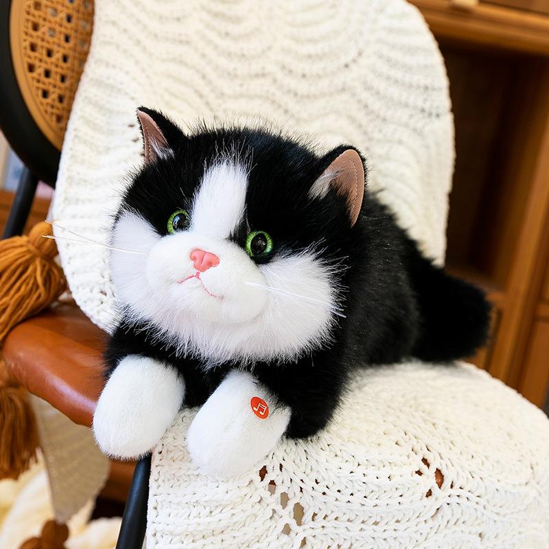 Cute Simulation Sound Ragdoll Cat Doll Hairy Tail Healing Cat Plush Doll Girl