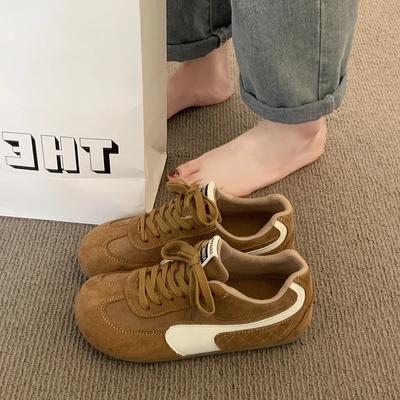 Мода 2025 Женские Дизайнерские Новые Тренировочные Спортивные Туфли Удобные Плоские Дышащие Корейская Роскошная Мода Круглый Носок На Шнуровке Повседневные Кроссовки