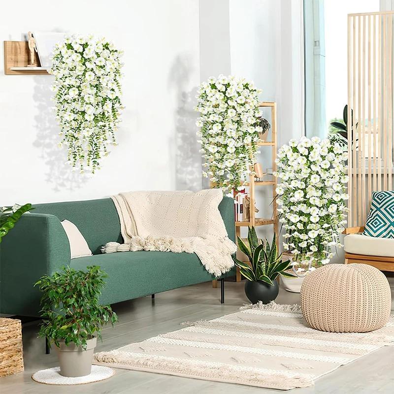 75см Белый Вязаный Искусственный Цветок Ипомея Настенный Подвесной Искусственные Фиолетовые Растения Подвесная Цветочная Лиана Домашний Сад Свадебный Декор