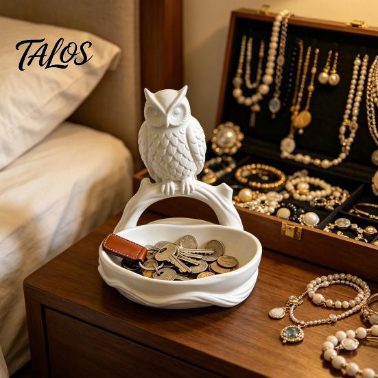 Talos 3D-печатный поднос-хранилище в виде совы, большой емкости и ветка-подставка для украшений, ключей, монет, декоративный настольный органайзер, для прихожей дома