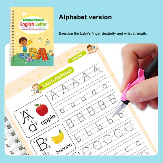 Книга для практики письма для детей, многоразовые рабочие тетради для дошкольников, английская пропись с углублениями, набор для раннего обучения письму для детей 3-8 лет
