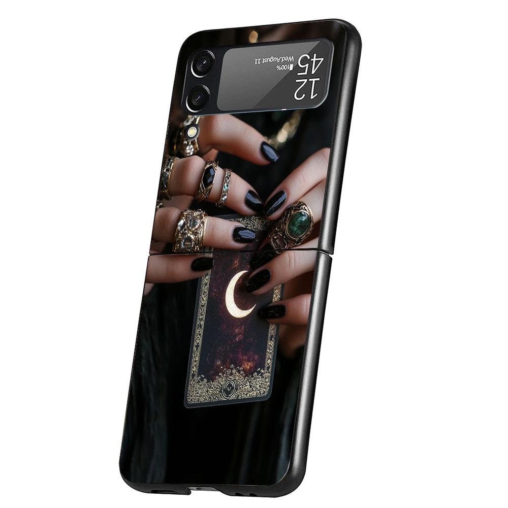 Witch Tarot Card Cover Phone Case For Samsung Galaxy Z Flip 7 6 5 4 3 5G Flip7 Flip6 Flip5 Flip4 Flip3 Black Fundas Shell