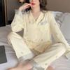 Two Sets of Women's Long-Sleeved Pajamas Bubble Bear Ice Silk Advanced Sense of Silky Smooth Fashion Simple Cute Sweet Style