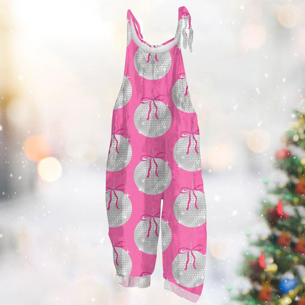 Женский комбинезон с карнавальным принтом, свободный, винтажный, на бретелях, хлопок, лен