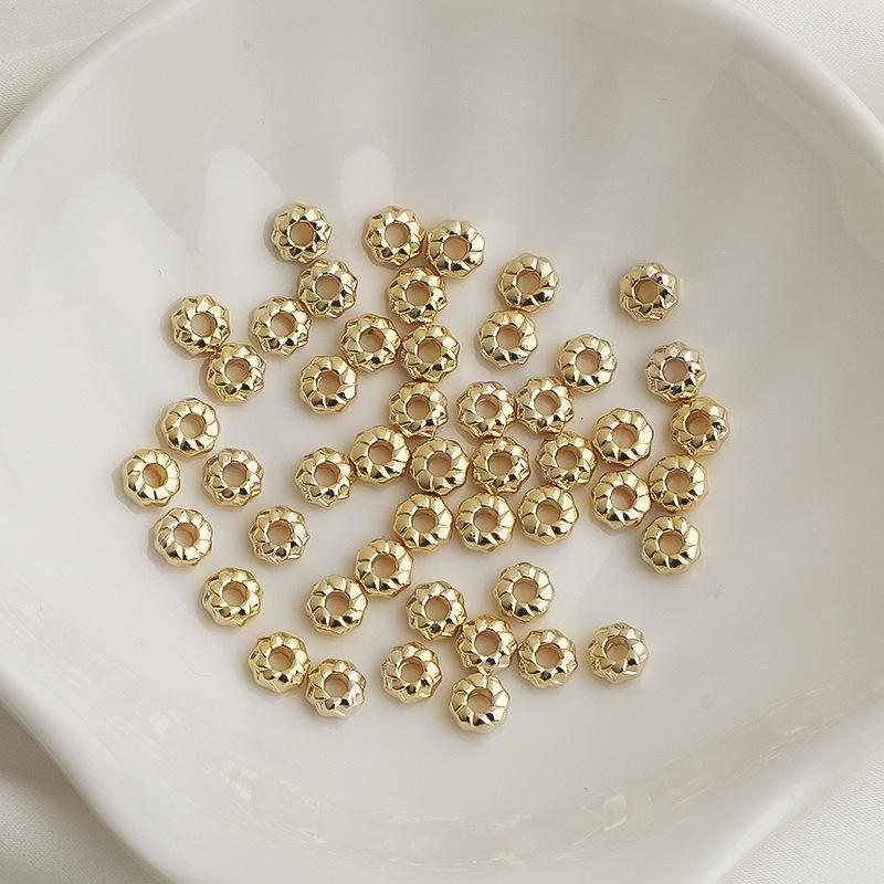 Браслет/Ожерелье с подвесками-подсолнухами из золотого наполнения 14K - Бусины-разделители с рисунком "дыня" для самостоятельного изготовления украшений