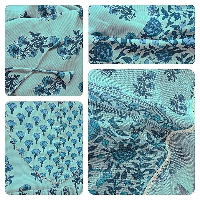 Bollywood Beautiful Aline Kurti Pant Dupatta Set Indian Women's Ethnic Kurta Set