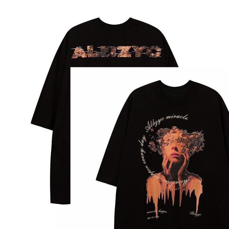 2025 Autumn and Winter American Retro Trendy Brand Portrait Printing T-shirt Men and Women Couples Pure Cotton Versatile T-shirt