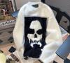 Унисекс свитер в ленивом стиле с жаккардовым узором черепа 2024 - Зимний уличный вязаный оверсайз