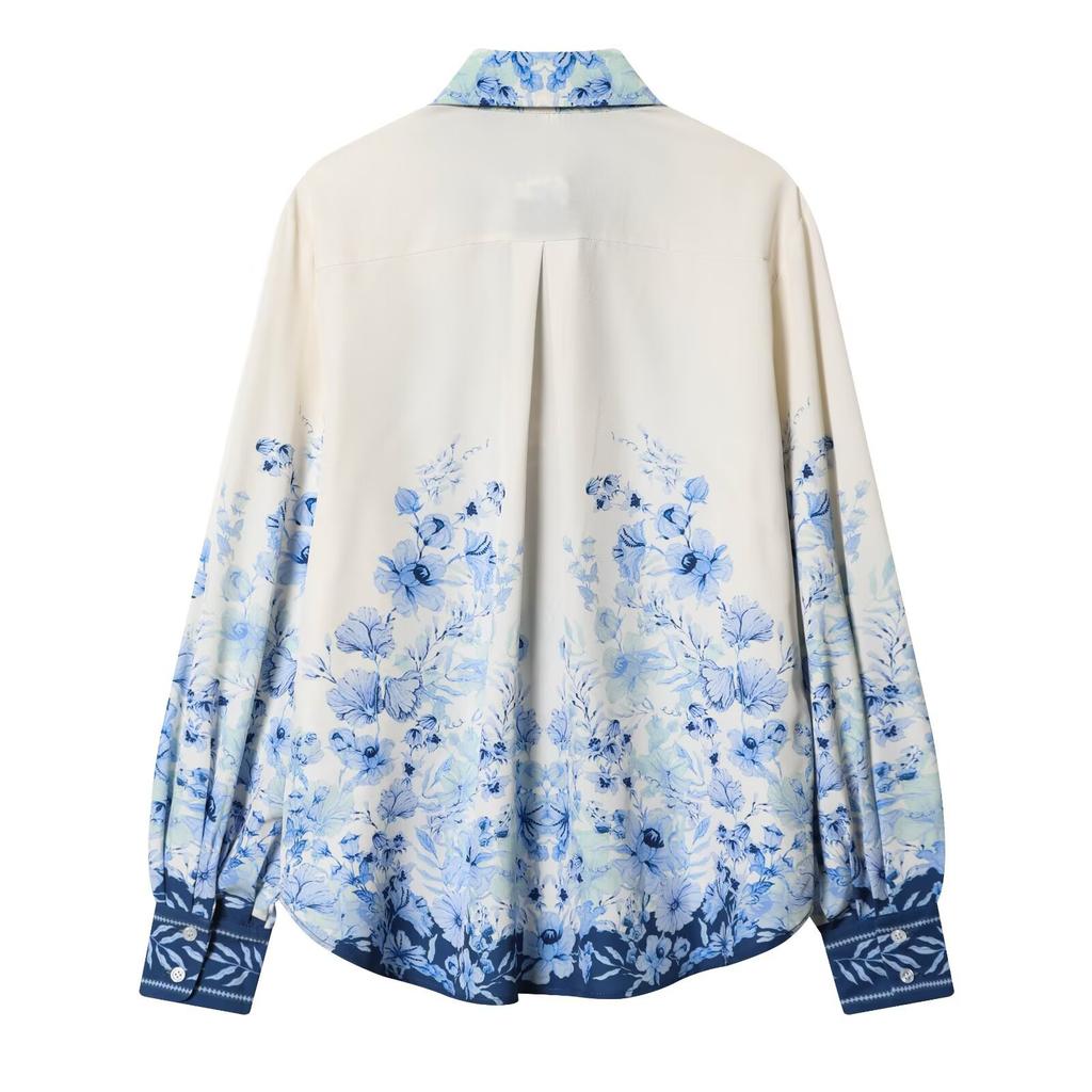 European and American style, new women's clothing, foreign style printed Lyocell shirt printed Lyocell trousers