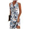 Женское повседневное платье Платье-майка с цветочным принтом на пуговицах Платье с v-образным вырезом Активная мода Открытый уличный без рукавов Свободный крой Лето