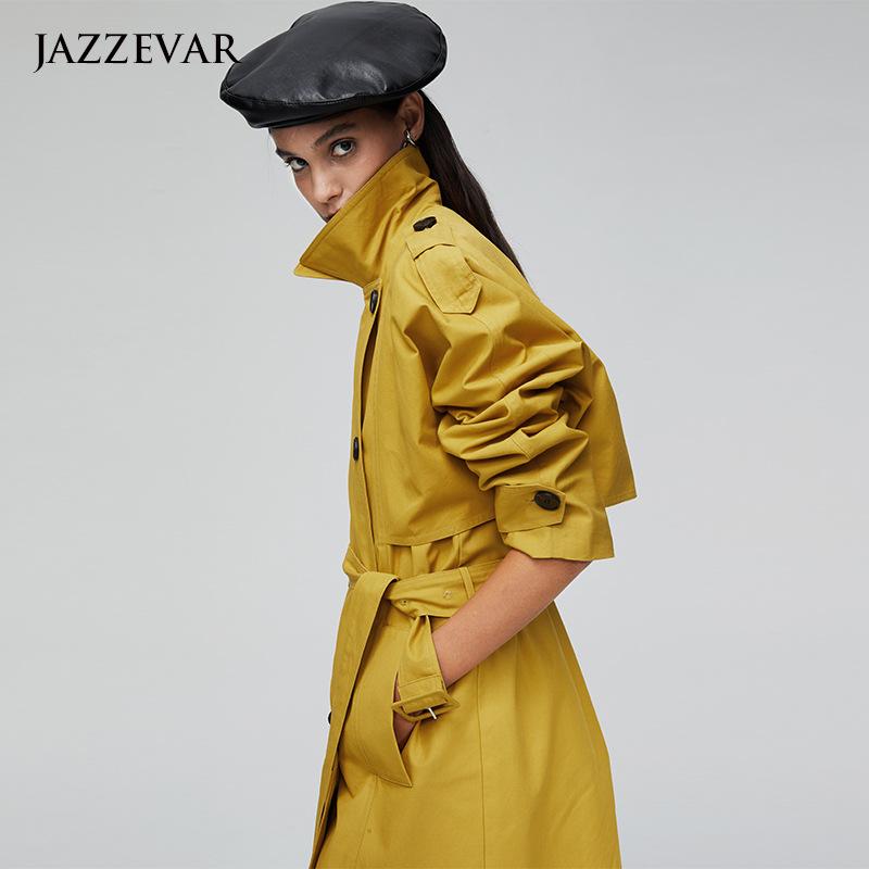 Женская осенне-зимняя британская двубортная повседневная ветровка до колена на шнуровке