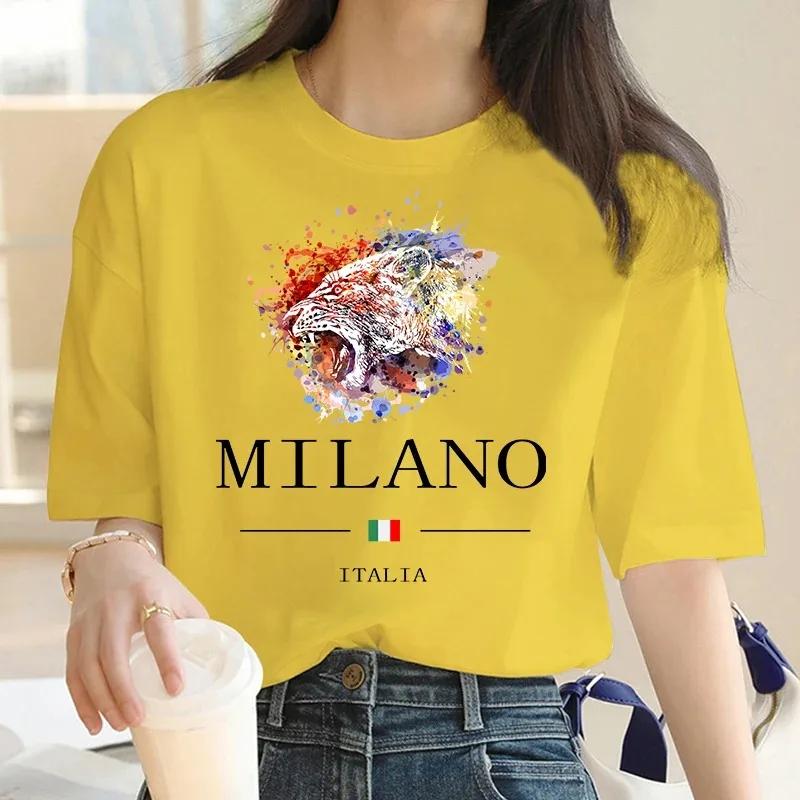 Футболка MILANO Leopard Unisex с круглым вырезом и коротким рукавом из хлопка, карнавальная, рождественская, праздничная, брендовая, люксовая, унисекс