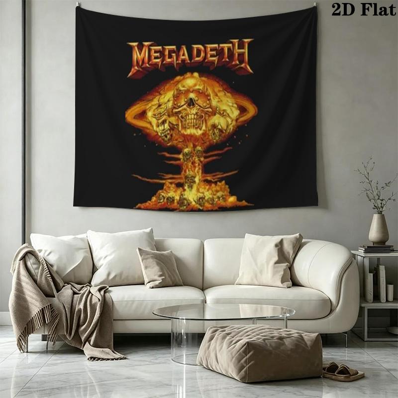 Megadeth Wall Tapestry Aesthetic Wall Hanging Printed Fabric Blanket Decorative Tapestries for Bedroom Living Room Home Decor