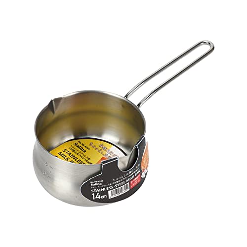 PEARL METAL Milk Pan, 14cm, Pot-Shaped, Stainless Steel, with Graduations, Made In Japan, Induction Compatible, Satina, HB-6325