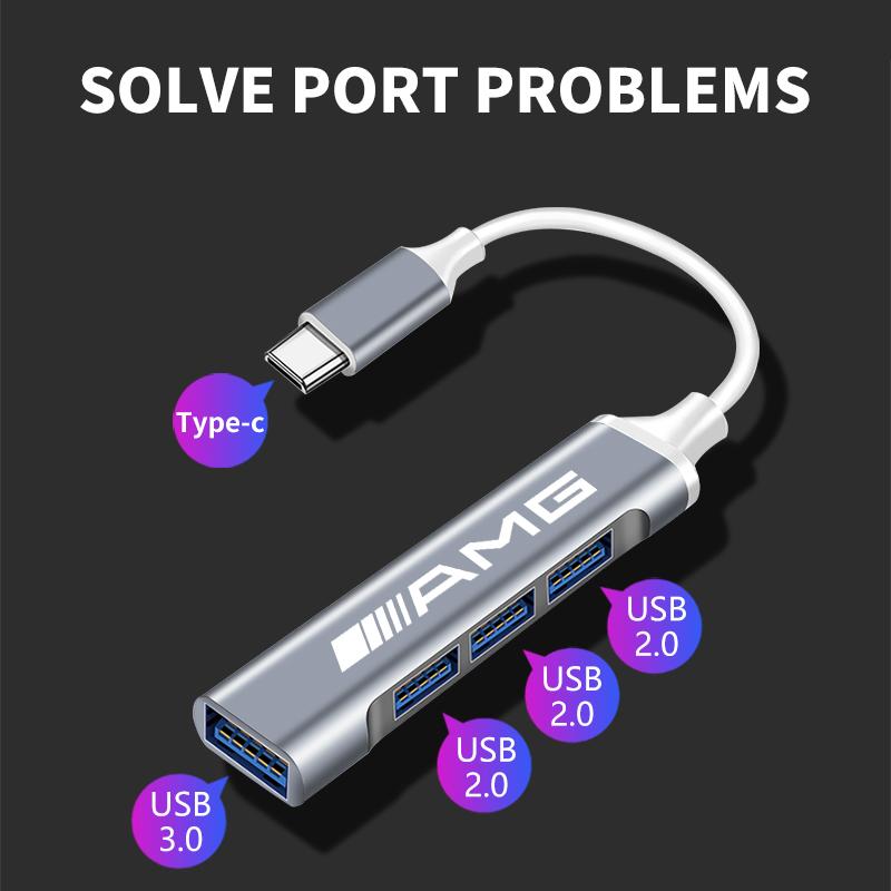 Car Sticker Car USB Hub Splitter Docking Station Type C Charger Interior Accessories For Mercedes benz AMG W204 W203 W212 W211 W