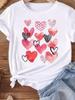 (Asian Size) Sweet Love Cute 90s Women Tee Top Clothing Casual T Shirt Fashion Printed Lady Female Graphic Short Sleeve T-shirts