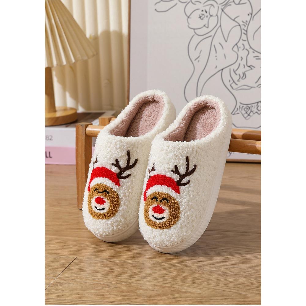 Удобные домашние милые зимние хлопковые тапочки с рисунком Санта-Клауса для мужчин и женщин, теплые хлопковые тапочки для пар