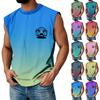 Мужская летняя майка без рукавов с принтом, круглым вырезом и градиентом, спортивная, в стиле кэжуал