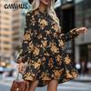 Spring and Autumn Women's Range Retro Printed Dress Temperament Elegant Commuter Dress