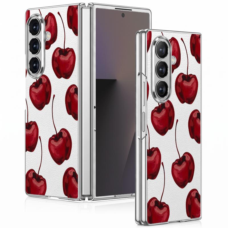Чехол с принтом вишни для Samsung Z Fold 8 Ultra 7 6 5, роскошная кожаная накладка с покрытием, жесткая защитная крышка для телефона для Galaxy Z Fold8 Fold7 Fold6