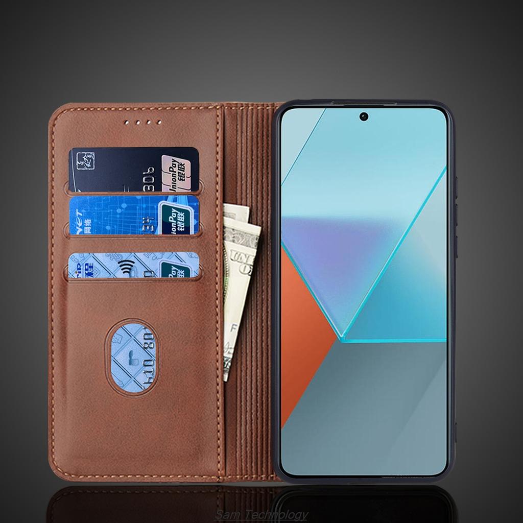 Кожаный чехол с магнитной застежкой для Xiaomi Redmi Note 13 Pro 5G 6.67" Кобура Чехол-книжка Чехол Кошелек Сумки Capa Fundas Coque