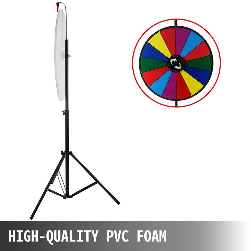 24” Color Prize Wheel Tripod Floor Stand Color Prize Wheel 14 Slots Dry Ease Fortune Spinner Fortune Spinning Game