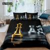 Комплект постельного белья International Chess Queen Size Chess Lovers для детей и взрослых, черная основа из микрофибры, 2/3 шт., пододеяльник