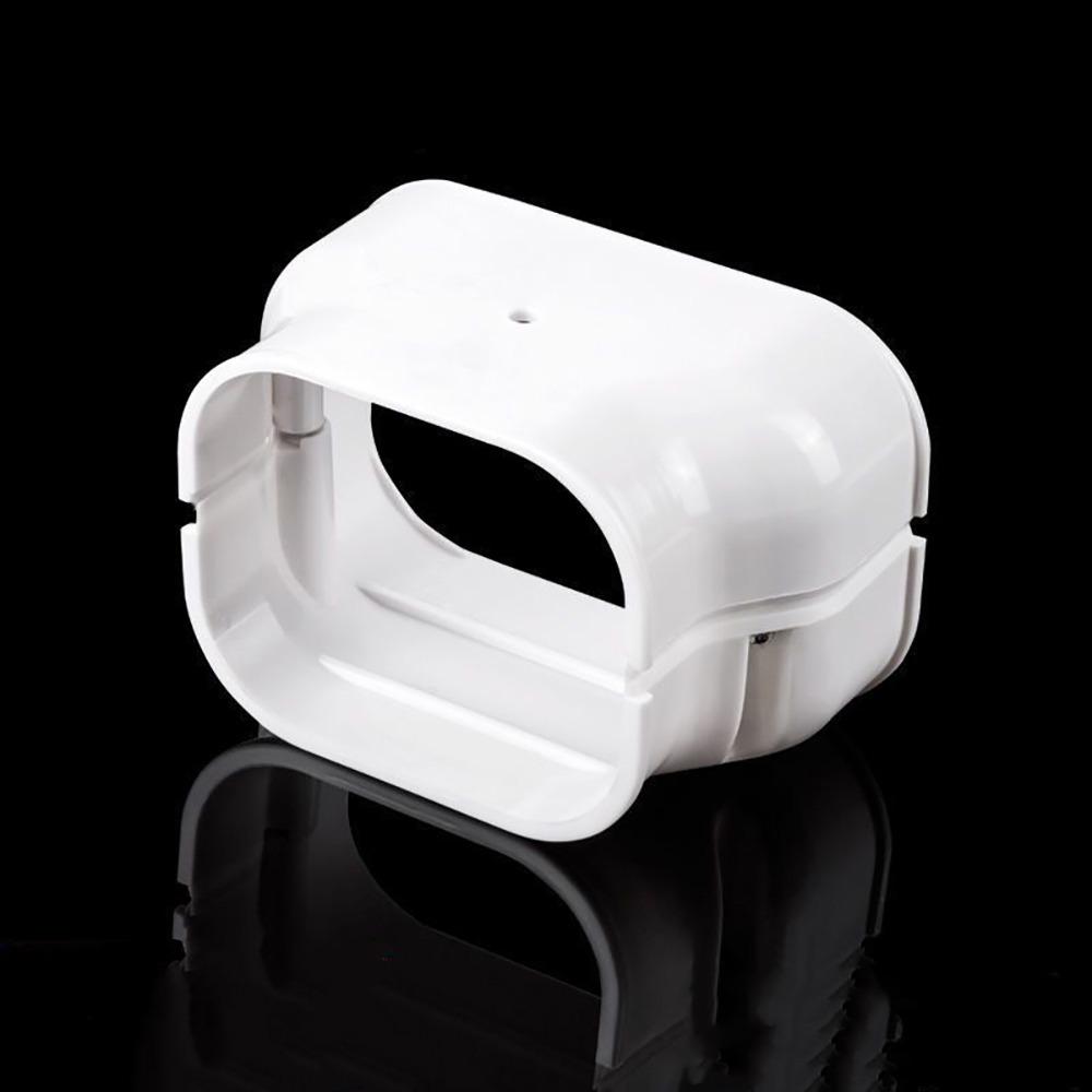 75*65mm Air Cond Lineset Cover System White PVC Coupling End Cap Cover Flat Elbow Weather Resistance Wall Cap Connection Lines