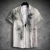New Men's Short Sleeved Shirt with Chinese Printed Men's Hawaiian Collar Top, Plus Size Casual and Comfortable Men's Shirt