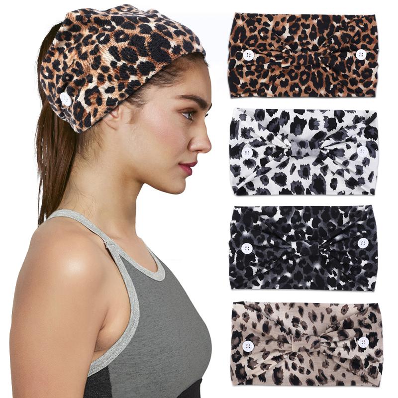 4 шт., женская повязка для волос, модная широкая эластичная повязка на голову в стиле бохо с кнопкой для занятий йогой и спортом