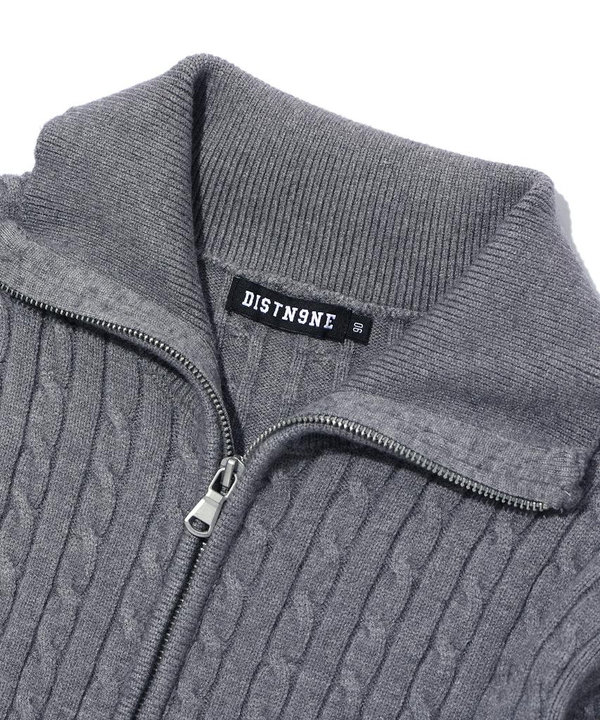 DISTN9NE High-Neck Knit Zip-Up Melange Grey (Lp5Sf506-097)