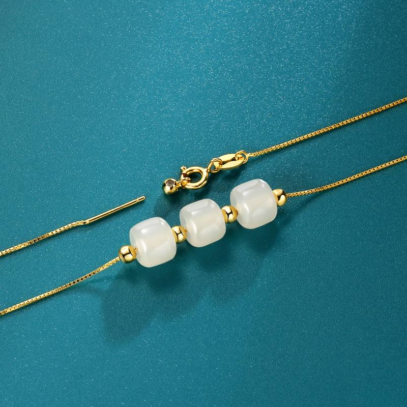 Ожерелье из бисера Sansheng III Transfer Light Luxury Niche Design Sense Hetian Jade Jewelry Premium Sense Accessories