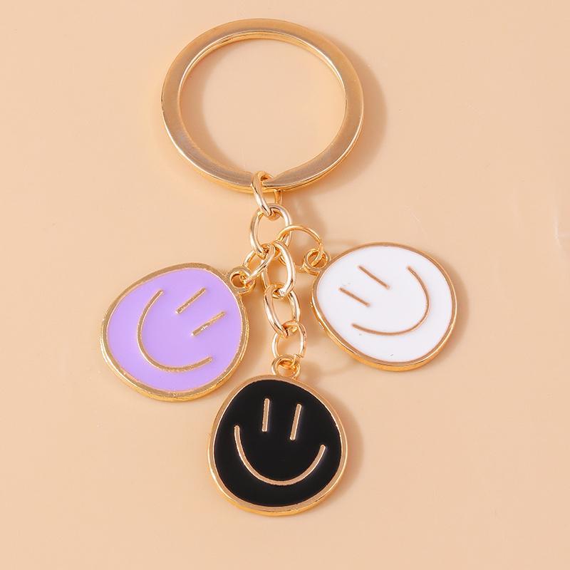 Lovely Smile Face Keychain Emoticon Key Ring Pendants for Women Girls Handbag Decor Charms DIY Jewelry Gifts