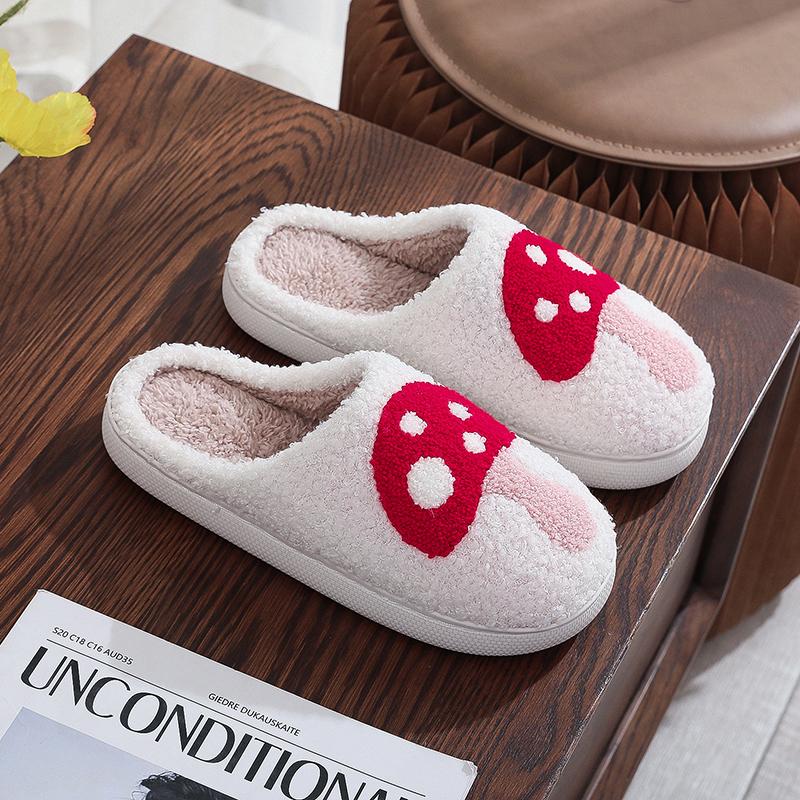 Новые зимние хлопковые тапочки в клетку с фруктами для мужчин и женщин, домашние теплые хлопковые тапочки на меху для пар