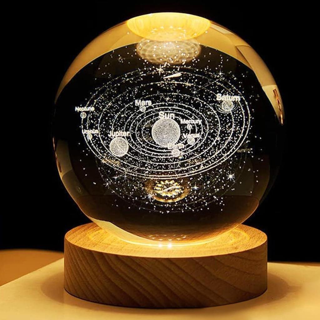 Universe Crystal Ball Night Light,3D Glass Ball Night LED Lamp