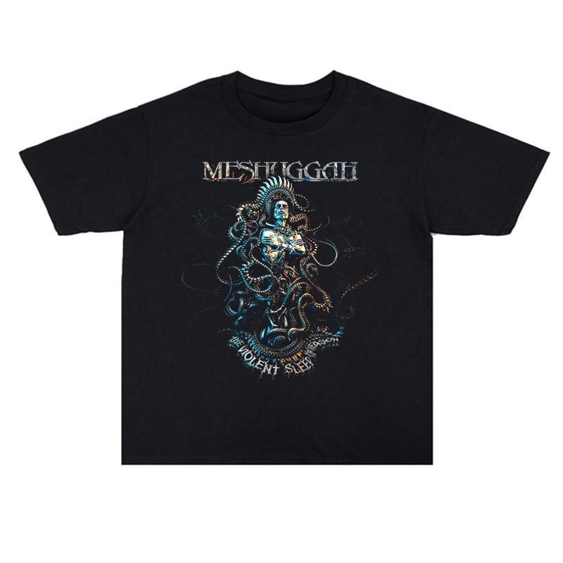 Футболка для мужчин и женщин из хлопка с принтом Metal Rock Meshuggah Band 2025 года, высококачественная мужская футболка с коротким рукавом