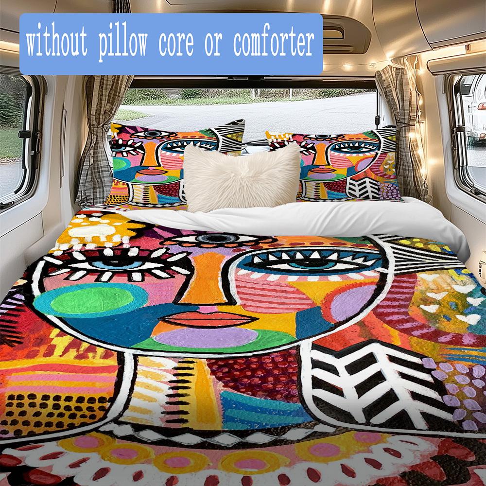 Colorful Abstract Art Face Pattern Bedding,Quilt Set Quilt Cover Pillowcase Home Birthday Gift (1*duvet cover+2*pillowcase,without core)ZSJT0917029