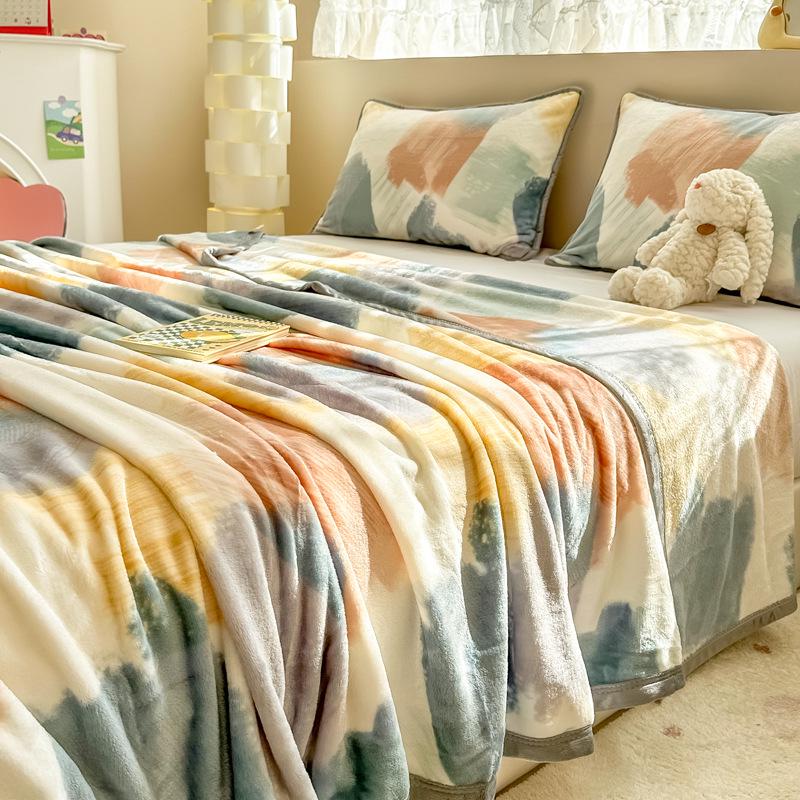 Двусторонняя флисовая плед-одеяло из молочного велюра: Офисный сон, Диван, Толстый, Теплый стиль