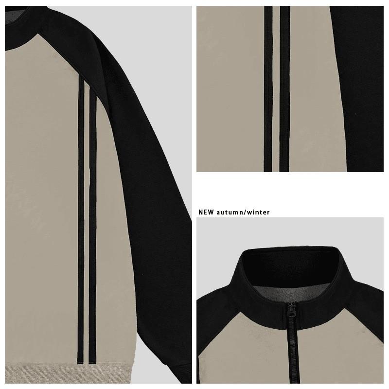 Mens Slim Fit Stand Collar Half Zip Sweatshirt Color Block Casual Top