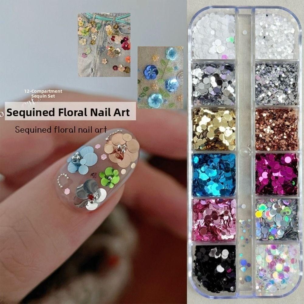 Colorful Glitter Nail Accessories 12-Grid Nail Charms Nail Salon