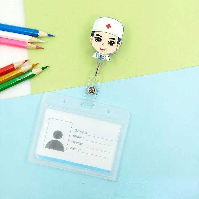 Прозрачный пластиковый чехол для ID-карты врача, медсестры, значка, держатель для значка с вытяжным шнуром, чехол, защитный чехол