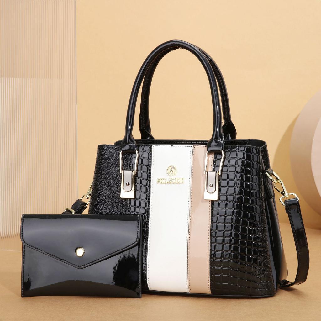 Сумка женская сумка продвинутый стиль 2025 новая текстура для матери среднего возраста сумка в лоскутной технике контрастного цвета большая вместимость сумка-тоут