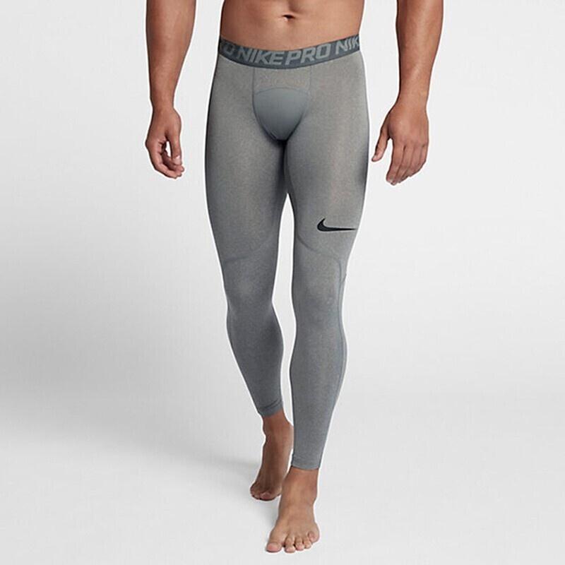 Nike Логотип Спортивные Тренировочные Быстросохнущие Леггинсы Серые Мужские 838068-091