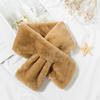 Elegant Winter Warm Faux Rabbit Fur Plush Neckerchief Wrap Neck Warmer Solid Color Cross Scarf