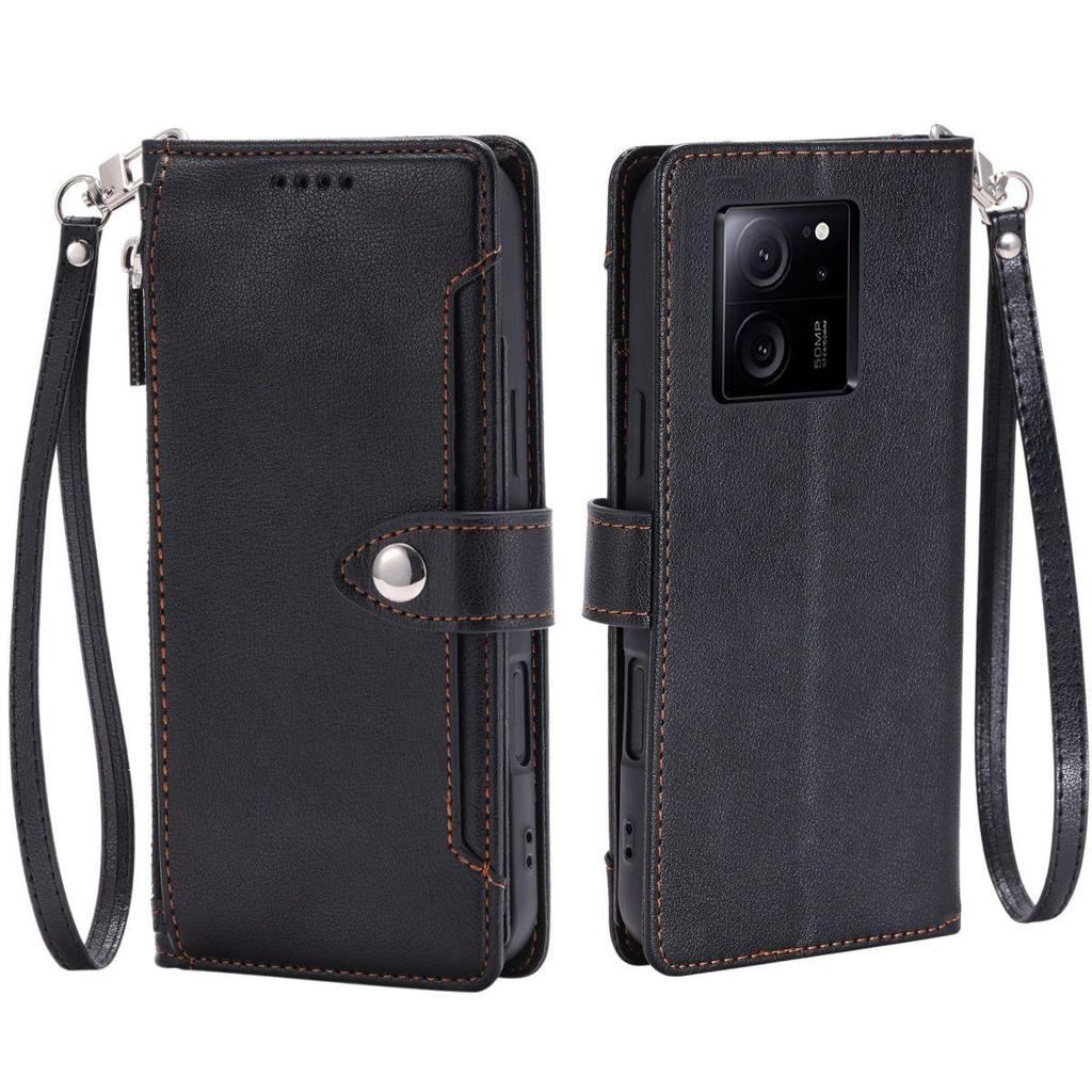 Кошелек с карманом на молнии, флип-чехол из кожи для телефона Xiaomi 13T Pro, многослотовый для карт, подставка, ремешок на запястье